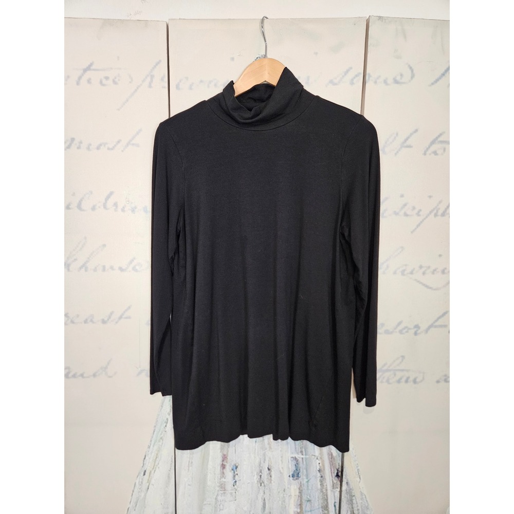 J. Jill Luxe Supima Turtleneck Tunic Size M Black Long Sleeve Stretch Basic Tee